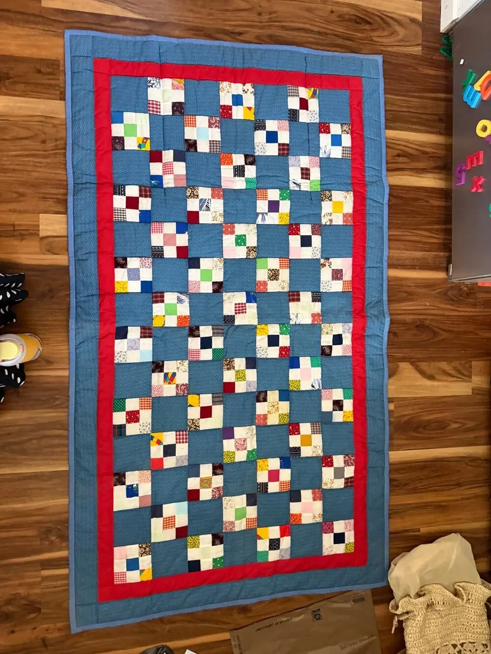 Vintage Hand-Stitched Patchwork Quilt / Quillow